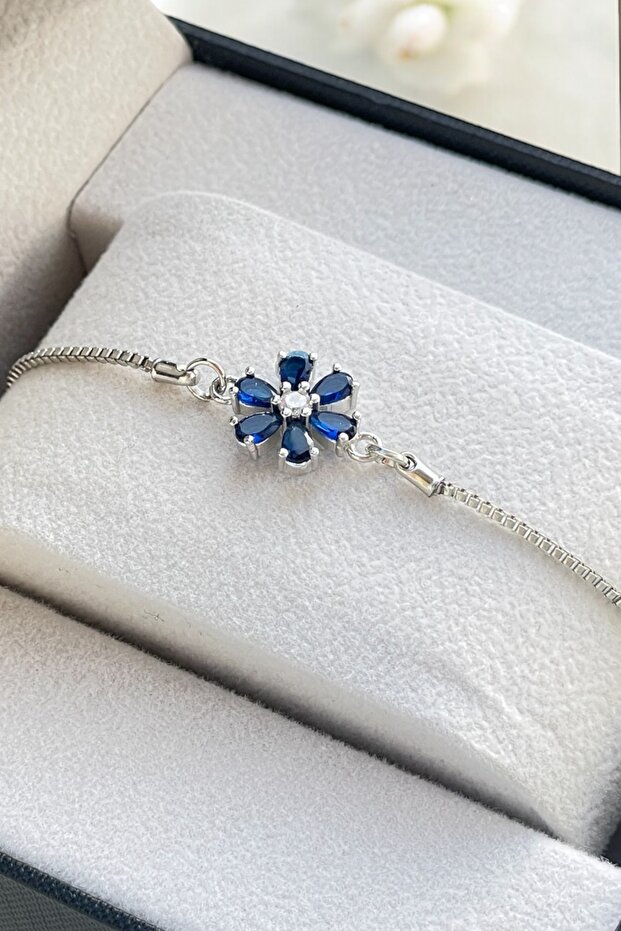 Silver Color Lifted Colorfast Adjustable Zircon Stone Lotus Flower Women's Bracelet