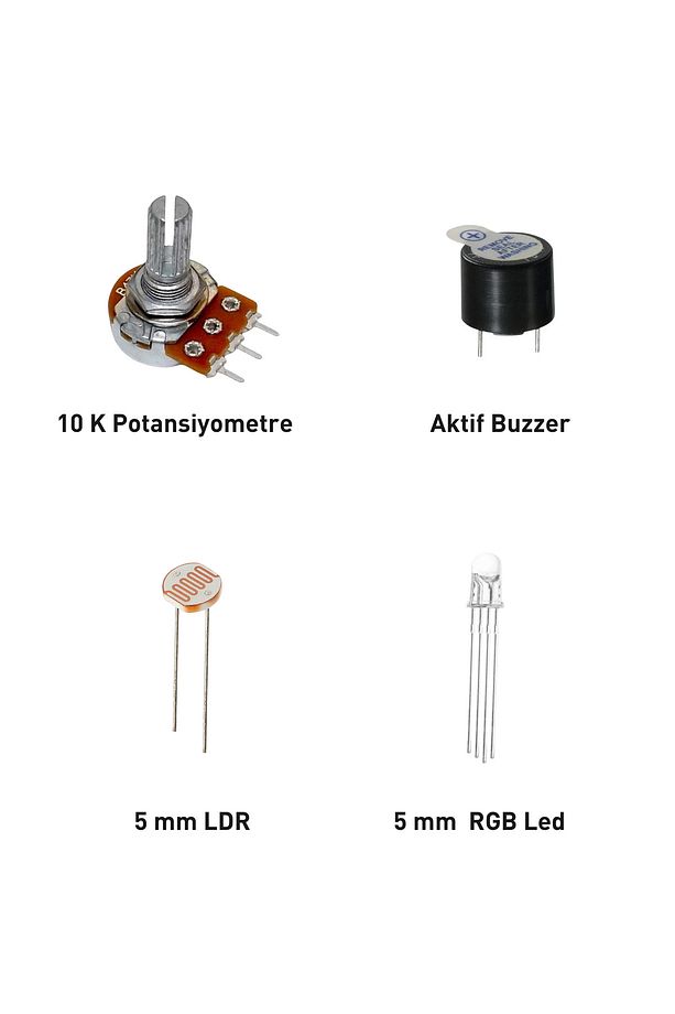 Arduino Yardımcı Kit 5: Breadboard-Jumper-Led-Direnç-Buton-Potansiyometre-Buzzer-LDR-RGB Led - 6
