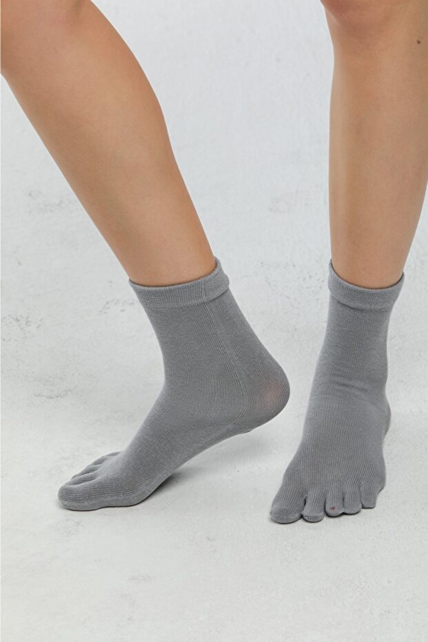 Women's Gray Color Cotton Toe Socks Ts-0202