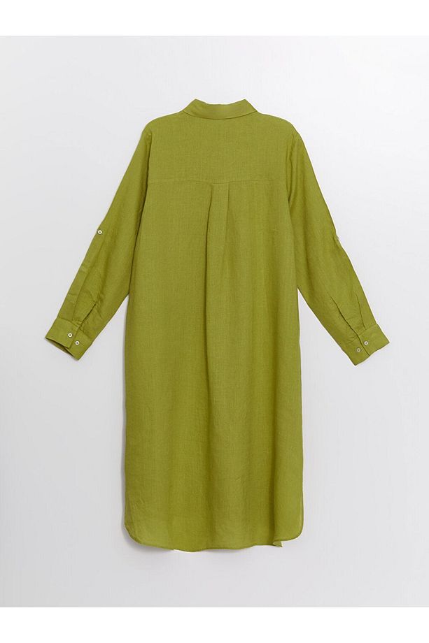 LCW Düz Oversize Keten Kadın Gömlek Tunik - 7
