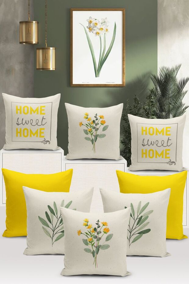 Flower/Vintage Series Double-Sided Digital Printed 8-Piece Cushion Cover Set (Cushion Cover Set)