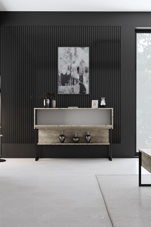 LUXE DRESUAR DEMİR AYAKLI MERMER SİYAH - 5