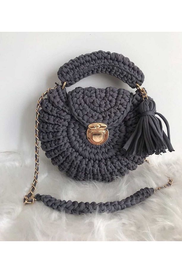Şık El Örgüsü Midye Model Çanta - 1