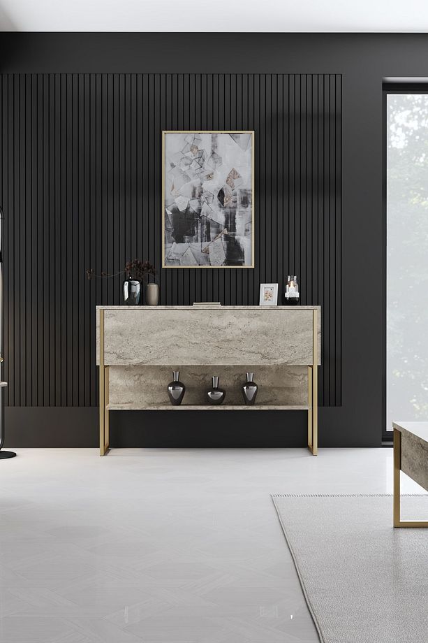 LUXE DRESUAR DEMİR AYAKLI MERMER GOLD - 3