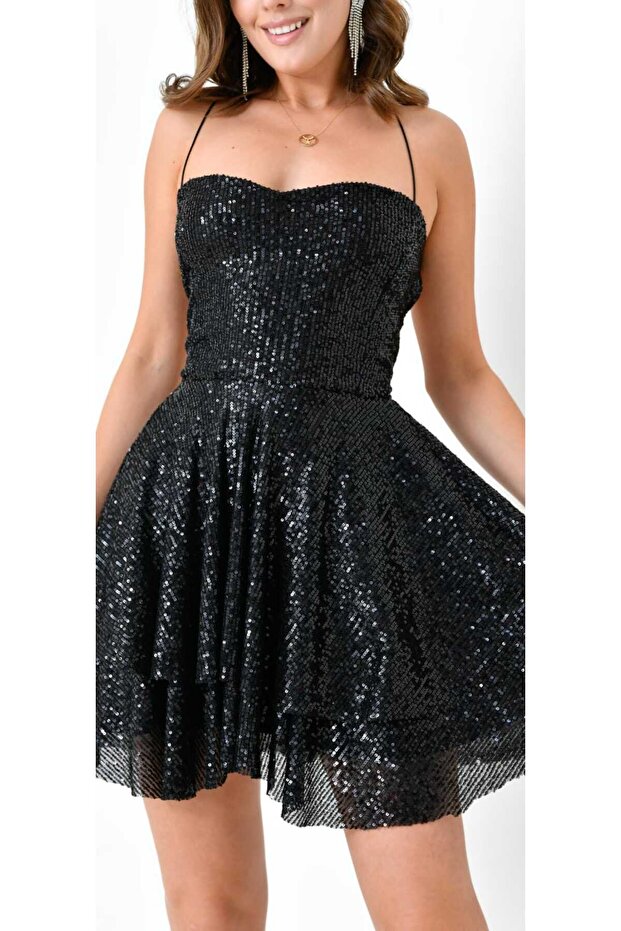 Efsane pulpayet prenses mini elbise - 8