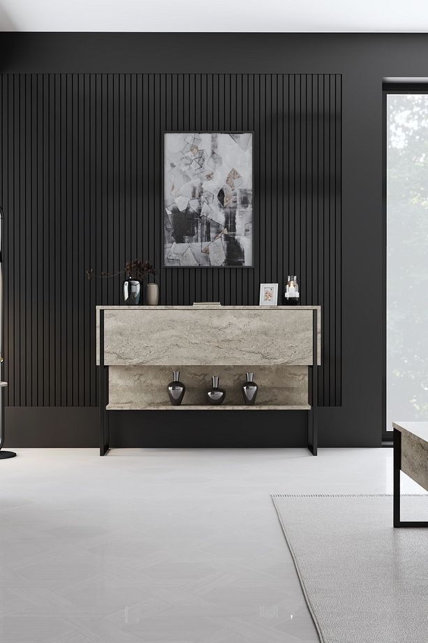 LUXE DRESUAR DEMİR AYAKLI MERMER SİYAH - 3