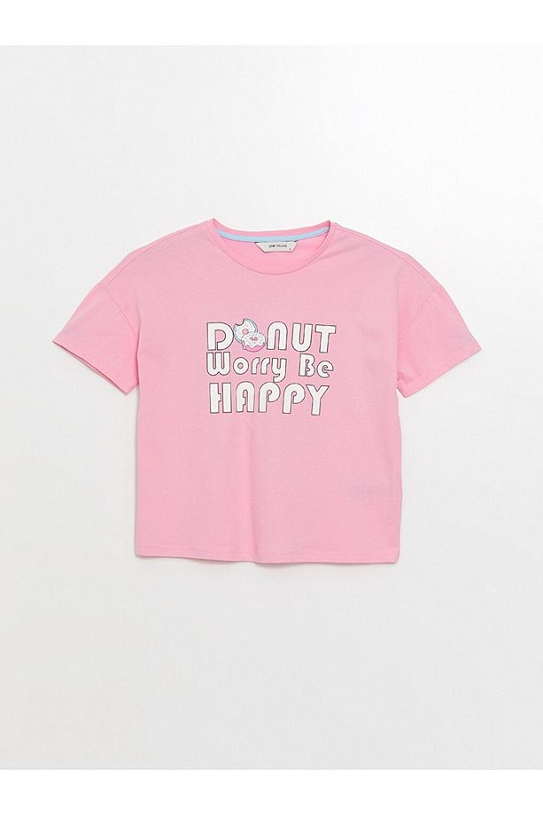 LCW Bisiklet Yaka Baskılı Kısa Kollu Kadın Şortlu Pijama Takımı - 7