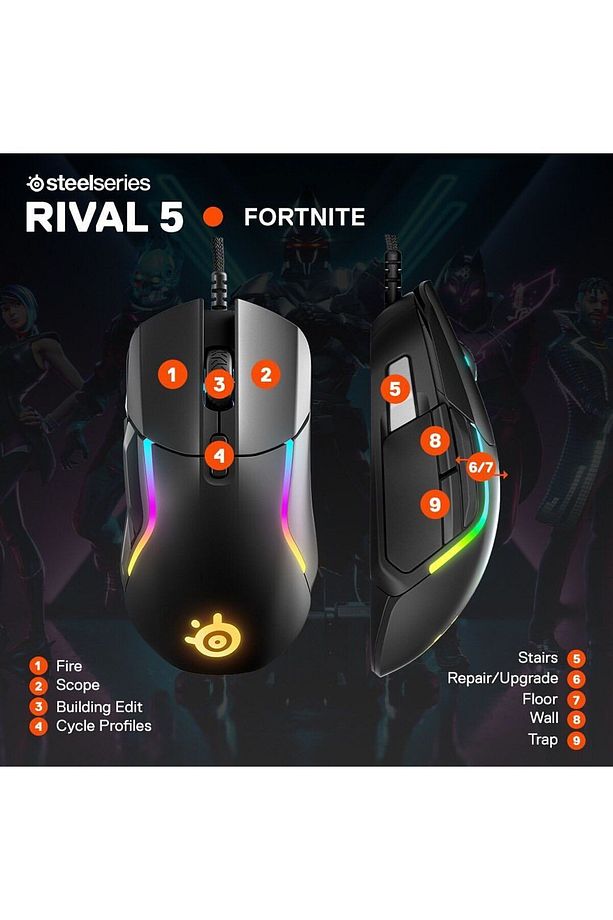 Rival 5 Gaming Mouse 18,000 Cpı Truemove Air Optik Sensör, 9 Programlanabilir Düğme - 6