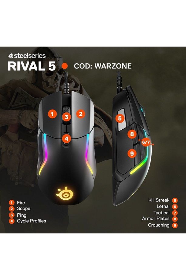 Rival 5 Gaming Mouse 18,000 Cpı Truemove Air Optik Sensör, 9 Programlanabilir Düğme - 8