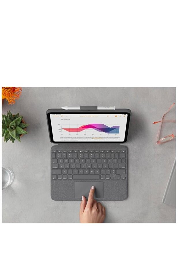 Combo Touch iPad 10. Nesil ile Uyumlu Klavyeli Tablet Kılıfı - Gri - 2