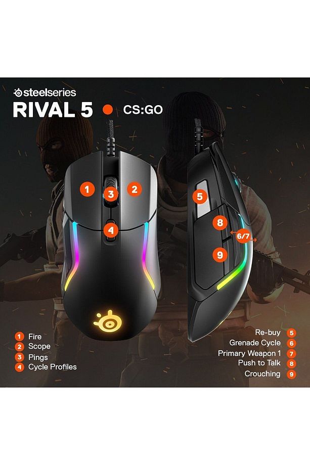 Rival 5 Gaming Mouse 18,000 Cpı Truemove Air Optik Sensör, 9 Programlanabilir Düğme - 9