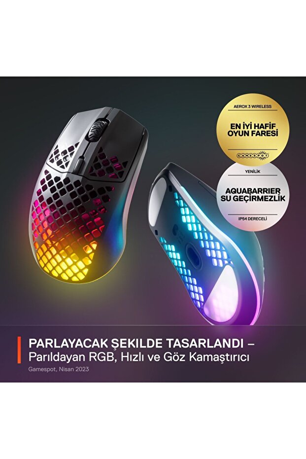 Aerox 3 Wireless Onyx Kablosuz Gaming Mouse - Siyah - 3