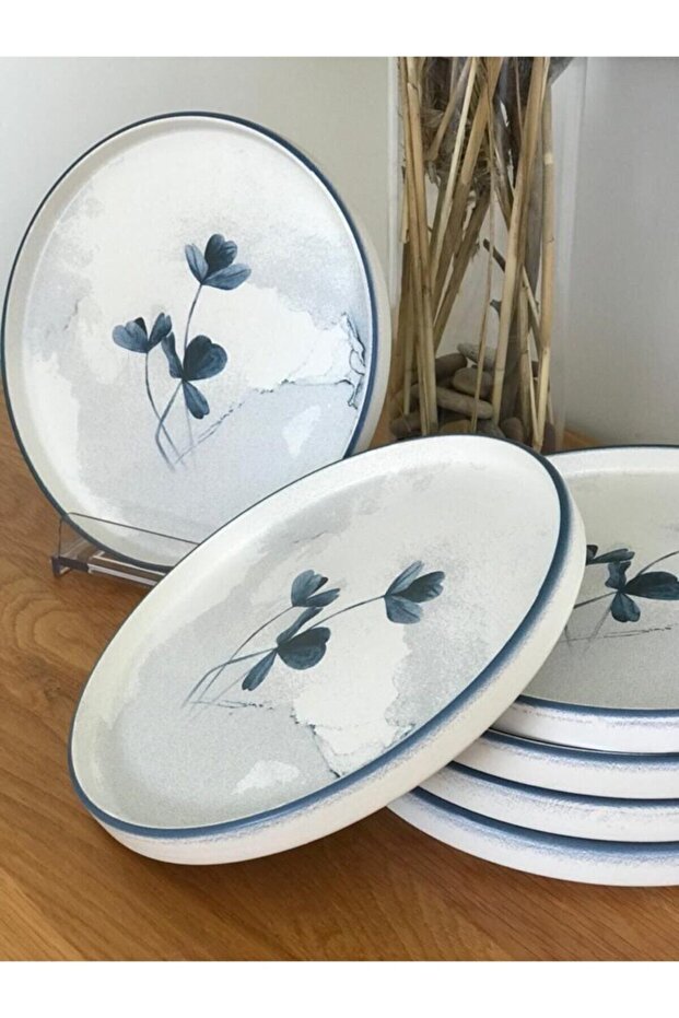 21 Cm 6 Kişilik Blue Magic Stackable Pasta Tabağı Desenli Beyaz - 3