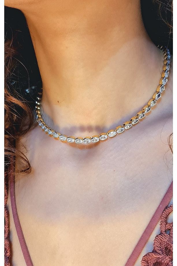 Su Yolu Choker Kolye Arpa Suyolu Choker Kolye Taşlı Kolye - 1