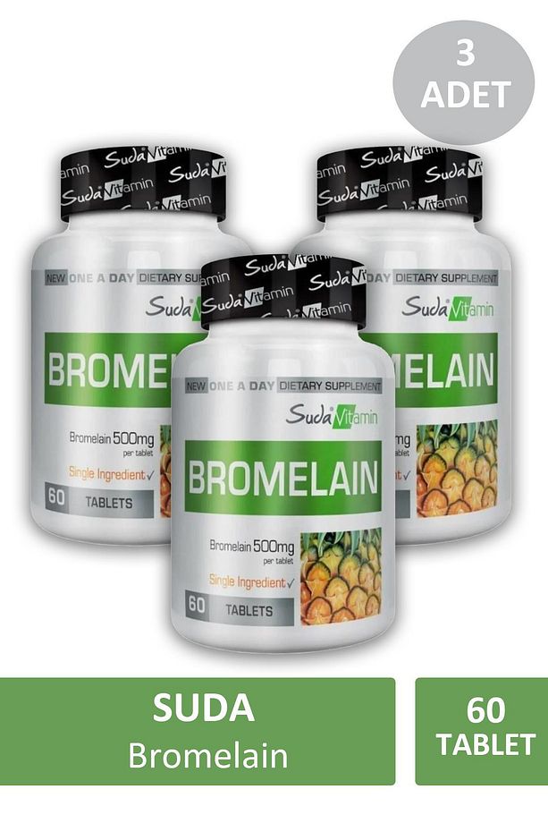 Bromelain 500mg Sindirim Takviyesi Ananastan Elde Edilen Bitkisel Detoks 60 Tablet x3 Adet - 1