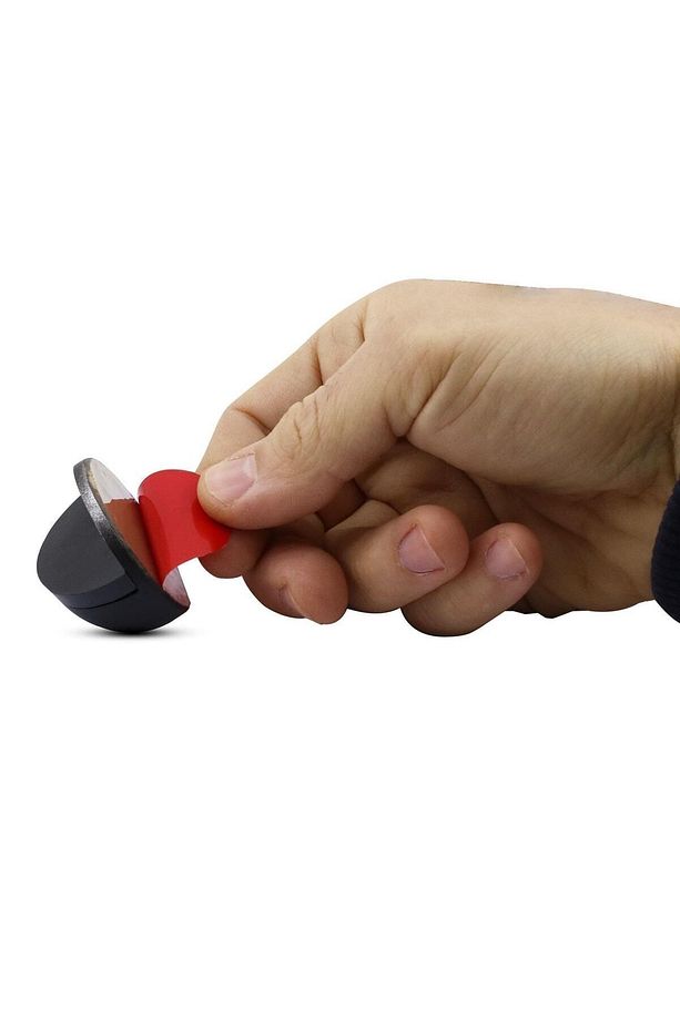 Yarımay Yapışkanlı Kapı Kolu Stoperi Tamponu Metal Kapı Durdurucu Tutucu Tutacağı Mat Siyah 5 Adet - 4