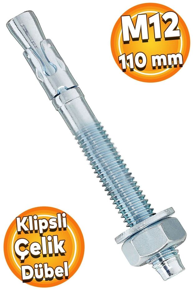 Klipsli Çelik Dübel M12x110 Mm - 1