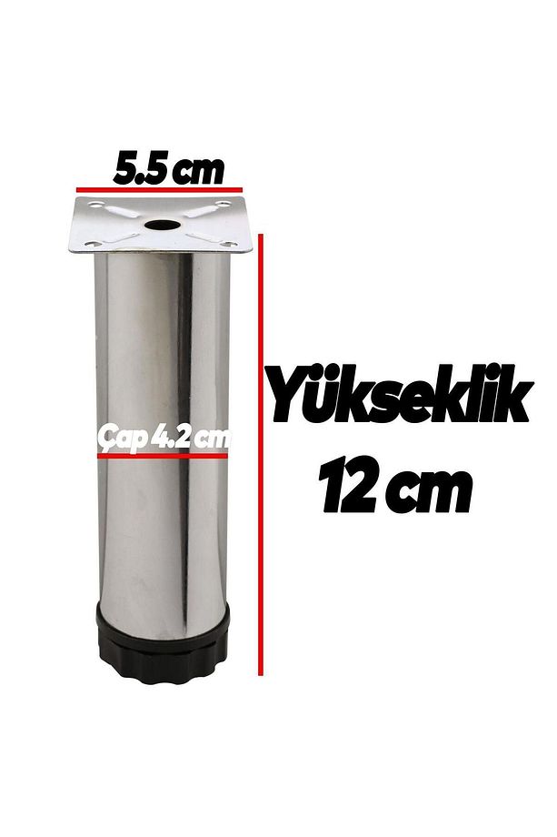 Ayarlanabilir Mobilya Kanepe Baza Koltuk Metal Destek Yükseltici Ayağı 12 cm Krom Ayakları (8 ADET) - 3
