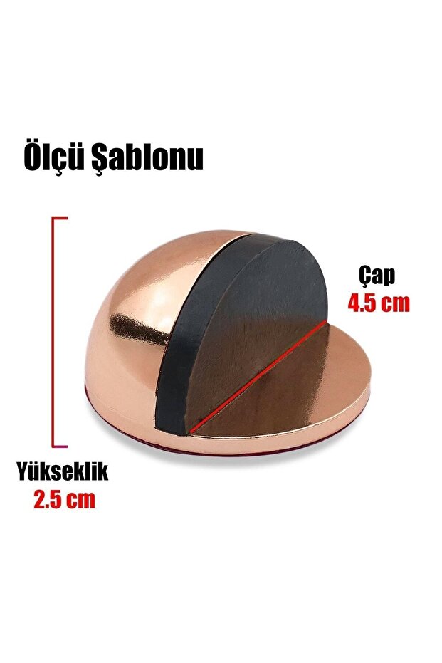 Yarımay Yapışkanlı Kapı Kolu Stoperi Tamponu Stop Metal Durdurucu Tutucu Tutacağı Bakır 5 Adet - 5