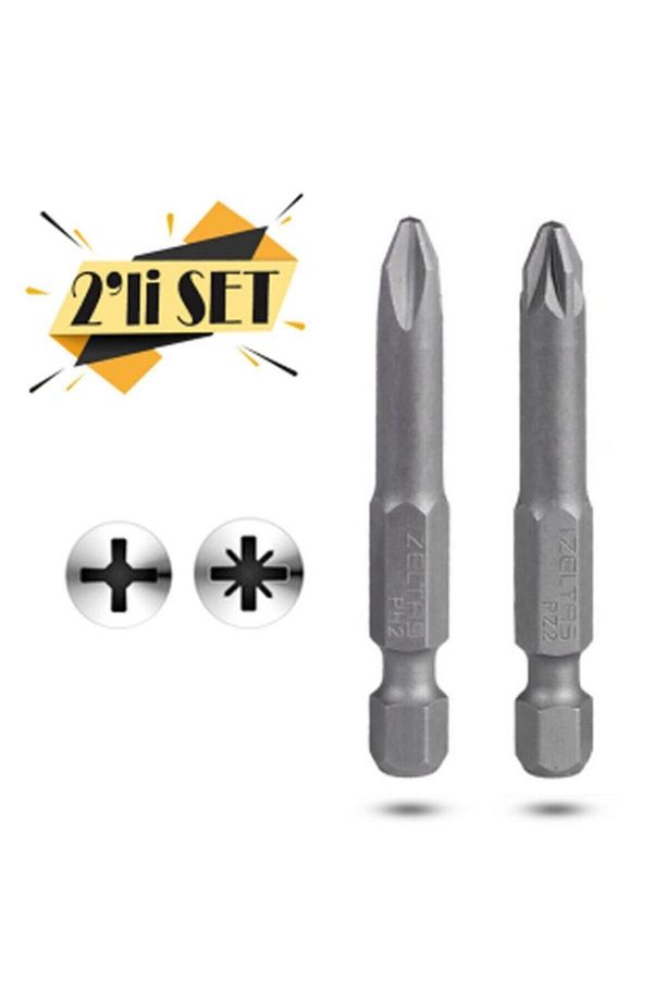2'li Yıldız Bits Uç Ph2 Pz2 Matkap Ucu Seti 50 Mm - 1