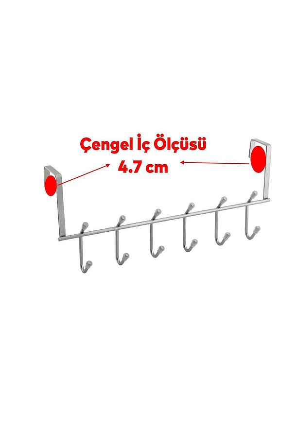Ahşap Kapı Arkası Çiftli Askılık Elbise Havlu Asma Askı Metal 6'lı Banyo Lavabo Sağlam Aparat Krom - 3