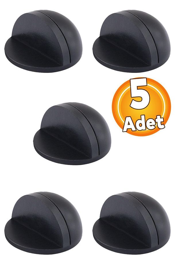 Yarımay Yapışkanlı Kapı Kolu Stoperi Tamponu Metal Kapı Durdurucu Tutucu Tutacağı Mat Siyah 5 Adet - 1