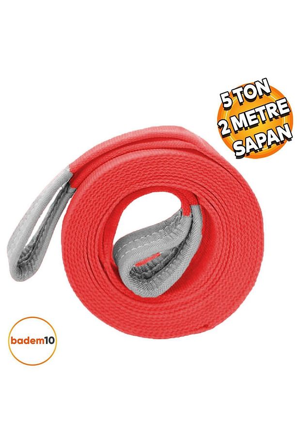 Sapan Polyester Spanzet 5 Ton 2 Metre Kırmızı Sağlam Yük Kaldırma Taşıma İndirme Halat - 6