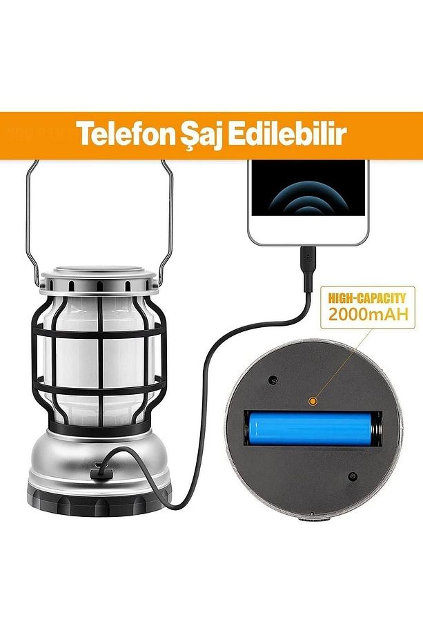 Şarjlı Dekoratif Kamp Lambası Ledli Kırmızı Alev Beyaz Işıklı El Feneri Işıldak Çift Modlu Lamba - 4