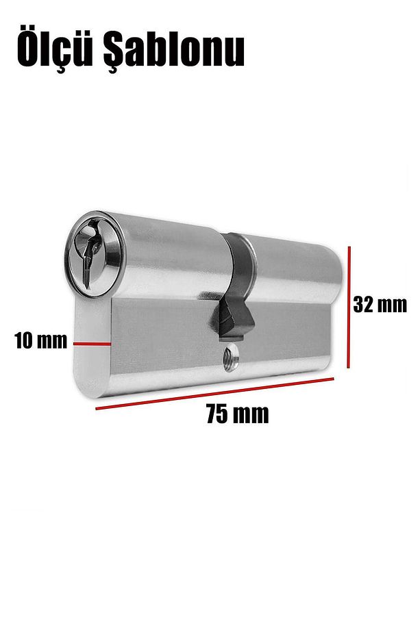 Çelik Kapı Silindir Barel Sistem Kapı Göbeği Kilidi Kilit 3 Anahtarlı 75 Mm - 3