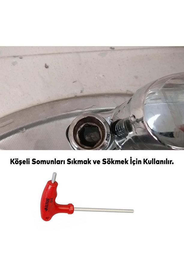Allen Alyan 2 Uçlu T Tipi Anahtar altıgen Köşeli Somun Vida Sıkma Sökme 5 mm ETA005 - 2