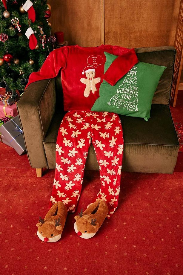 Fall In Love Yılbaşı Temalı Pijama Takımı Polar Uzun Kollu Üst Esnek Belli Uzun Alt A3369ax23wn - 7