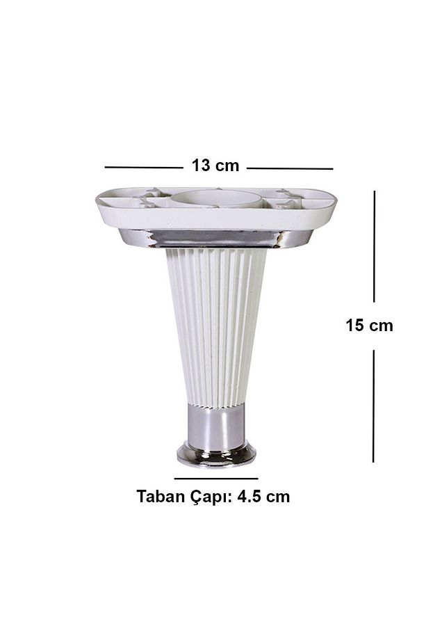 Mobilya Kanepe Puf Sehpa Koltuk Ayağı 15 Cm Beyaz Krom Baza Ayakları - 5