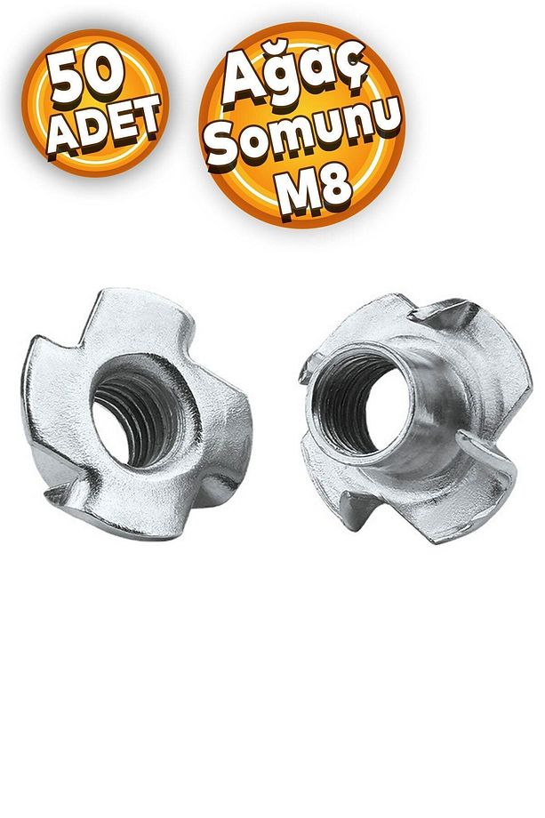Çakma Ağaç Somunu M8 Çinko (50 Adet) - 1