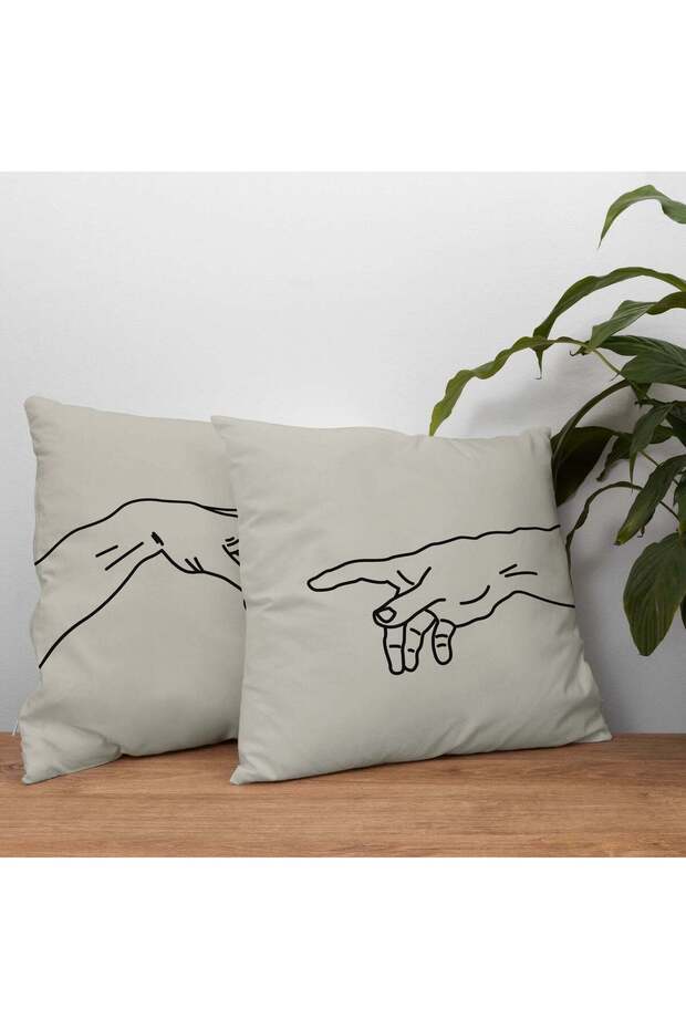 Hands / The Creation of Adam Çift Taraflı Kırlent Seti - 4