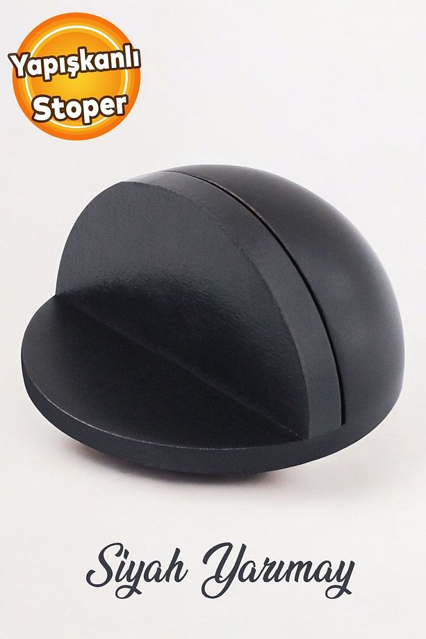 Yarımay Yapışkanlı Kapı Kolu Stoperi Tamponu Metal Kapı Stopu Durdurucu Tutucu Tutacağı Mat Siyah - 1