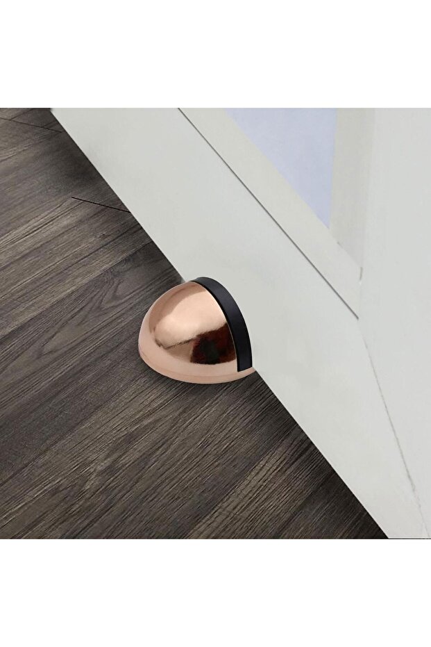 Yarımay Yapışkanlı Kapı Kolu Stoperi Tamponu Stop Metal Durdurucu Tutucu Tutacağı Bakır 5 Adet - 6