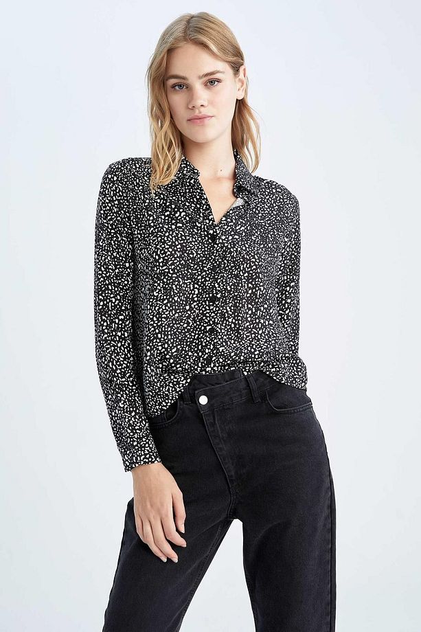 Regular Fit Desenli Viskon Gömlek Tyc00492802589 - 1