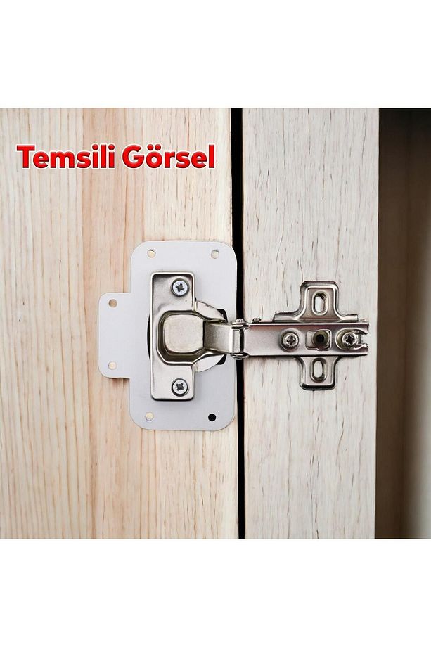 Beyaz Renk Dolap Kapak Taş Tas Menteşe Tamir Sacı 8 Adet Pratik Onarım Kiti Yuva Tablası 6,5x9 - 8