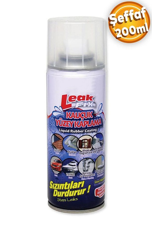 Leak Fix (ŞEFFAF 200 ml) Su Yalıtım Sızdırmaz Geçirmez Izolasyon Kauçuk Spreyi Kaplama Sızıntı Önler - 1