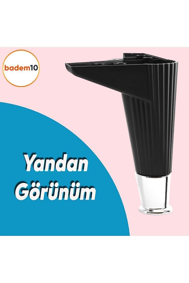 Elista 15 Cm Siyah Krom 4 Adet Mobilya Koltuk Ayağı Sehpa Tv Ünitesi Ayakları Yükseltici - 3