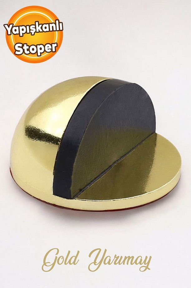 Yarımay Gold Altın Yapışkanlı Kapı Kolu Stoperi Tamponu Metal Kapı Stopu Durdurucu Tutucu Tutacağı - 1
