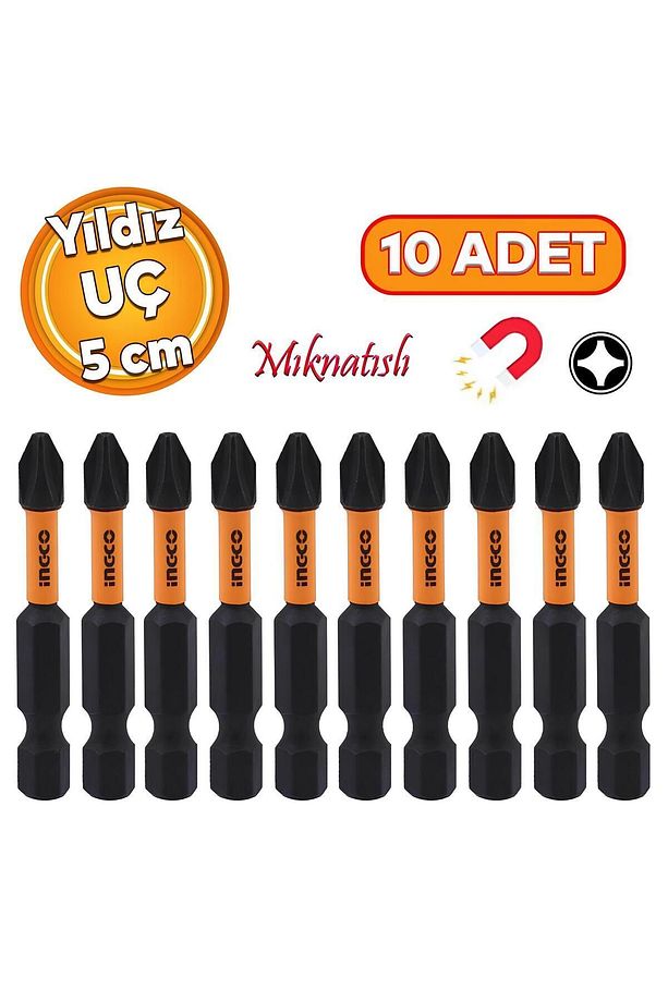 10 Adet Mıknatıslı Matkap Bits Uç Ph2 50 Mm Vida Sökme 5 Cm Yıldız Matkap Vidalama Ucu S2 Çeliği - 1