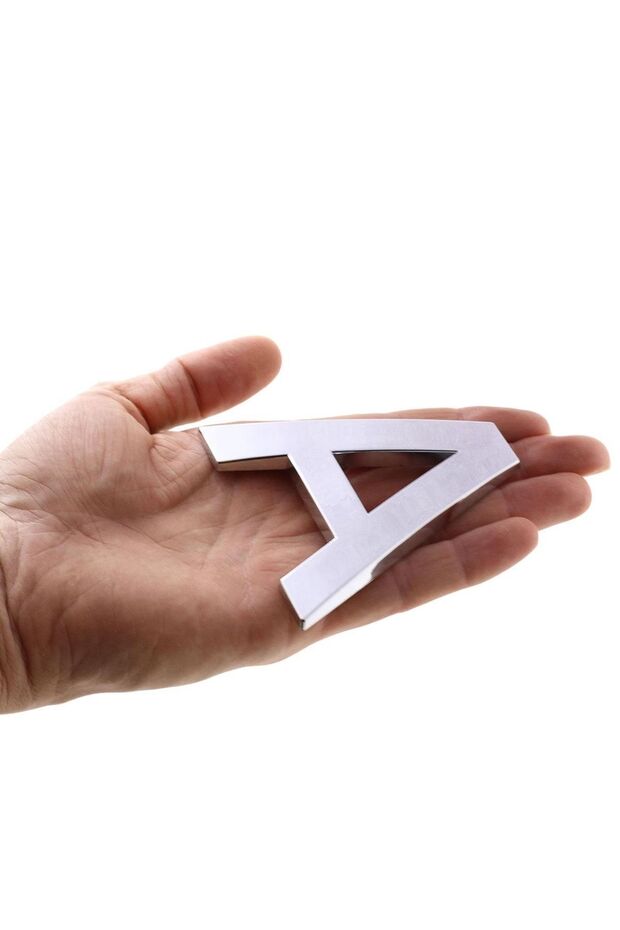 Yapışkanlı A Harfi 8.5 Cm Parlak Krom Kapı Oda Posta Kutusu Harfi - 4