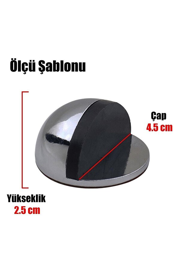 Yarımay Yapışkanlı Kapı Kolu Stoperi Tamponu Metal Kapı Stopu Durdurucu Tutucu Tutacağı Füme - 5