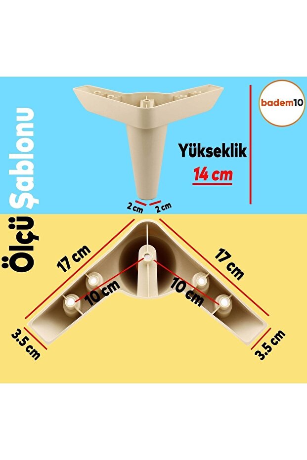 Aspen Lüks Mobilya Kanepe Koltuk Tv Ünitesi Baza Yükseltici Ayağı Ayakları 14 Cm Krem Ayak - 4