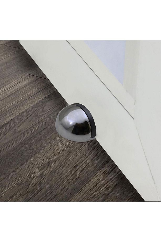 Yarımay Yapışkanlı Kapı Kolu Stoperi Tamponu Stop Metal Durdurucu Tutucu Tutacağı Füme 5 Adet - 7
