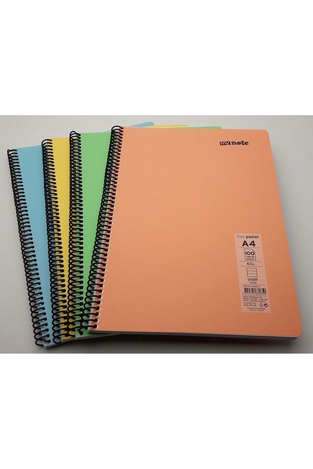 My Note Flex Pastel A4 Spiralli 100 Yaprak Çizgili 4 Lü Paket - 1