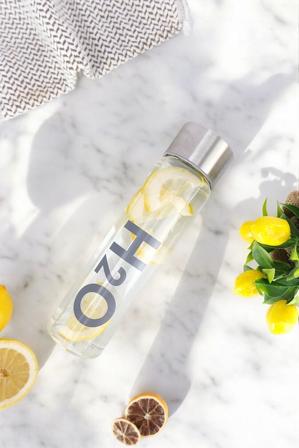H2o Metal Kapaklı Cam Matara 400 ml Gri - H2o81454 C1-1-18 - 1