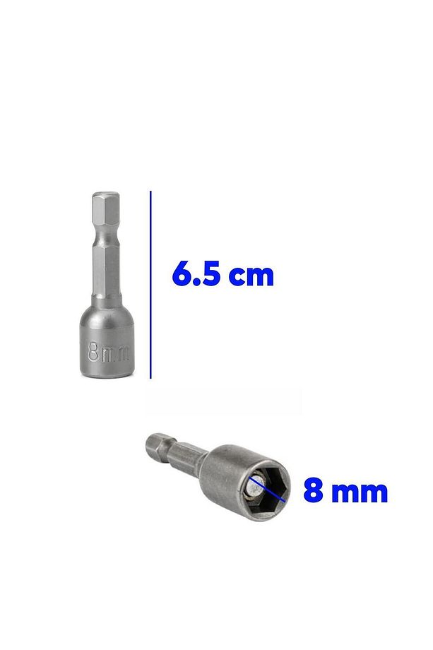 Manyetik Somun Civata Sıkma Adaptörü Çap 8 mm M8 Trapez Çatı Vidası Sıkma 8x65 mm Mıknatıslı 5 Adet - 2