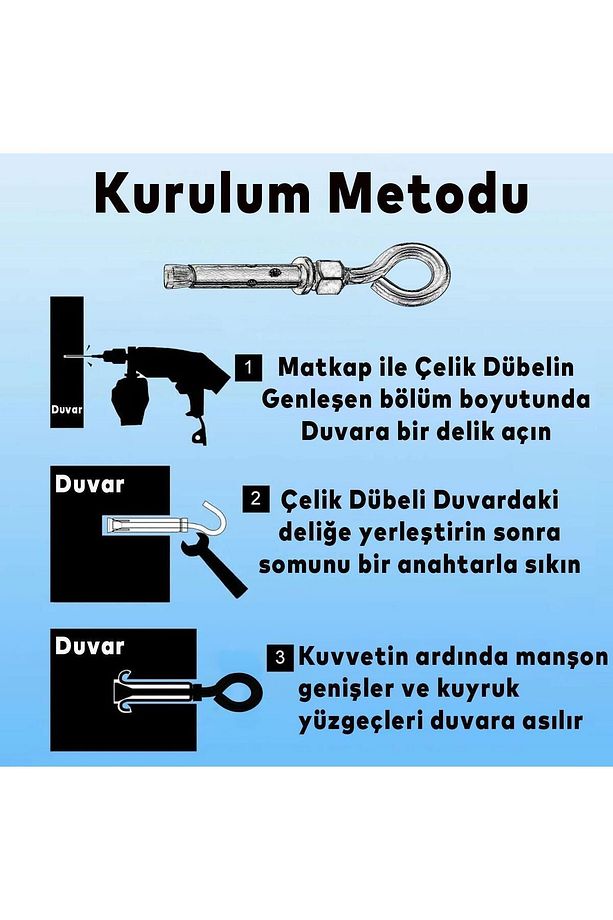 2'li Salıncak Hamak Box Torbası Tavan Asma Aparatı Salıncağı Çelik Dübel Karabina Kanca Takımı 10 Mm - 5